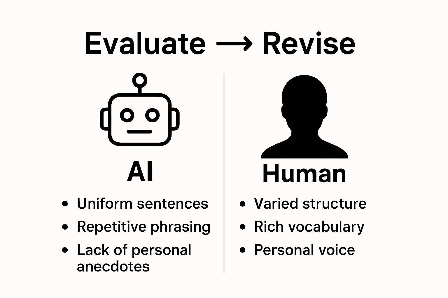 Infographic comparing AI and human writing traits