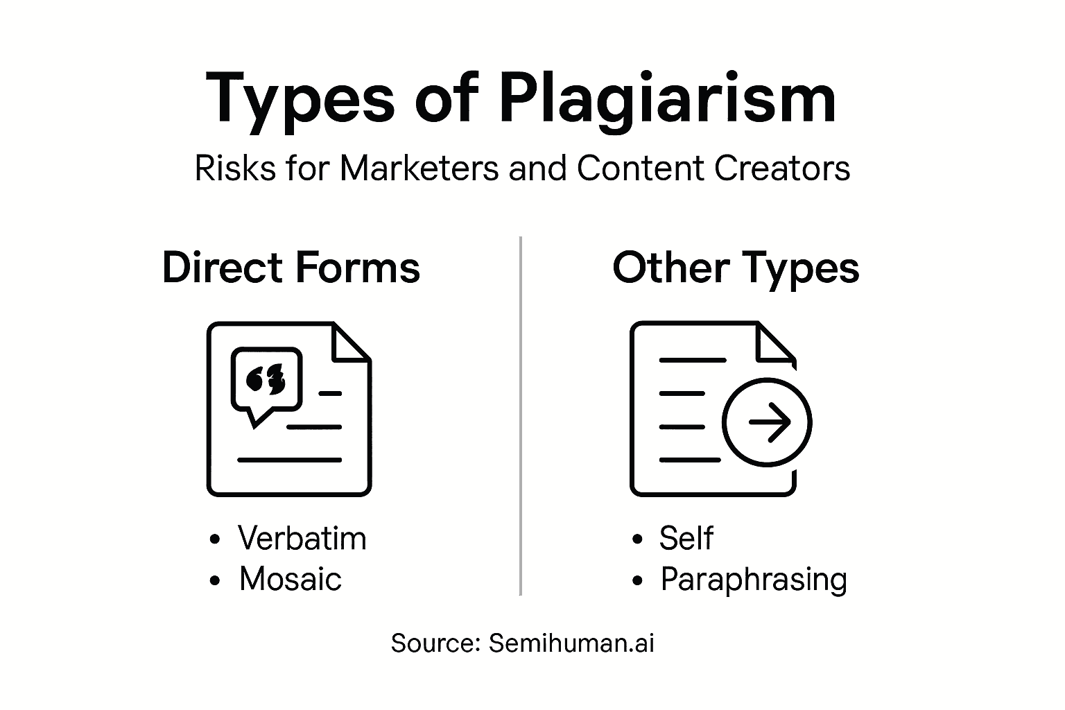 Infographic illustrating plagiarism types for marketers