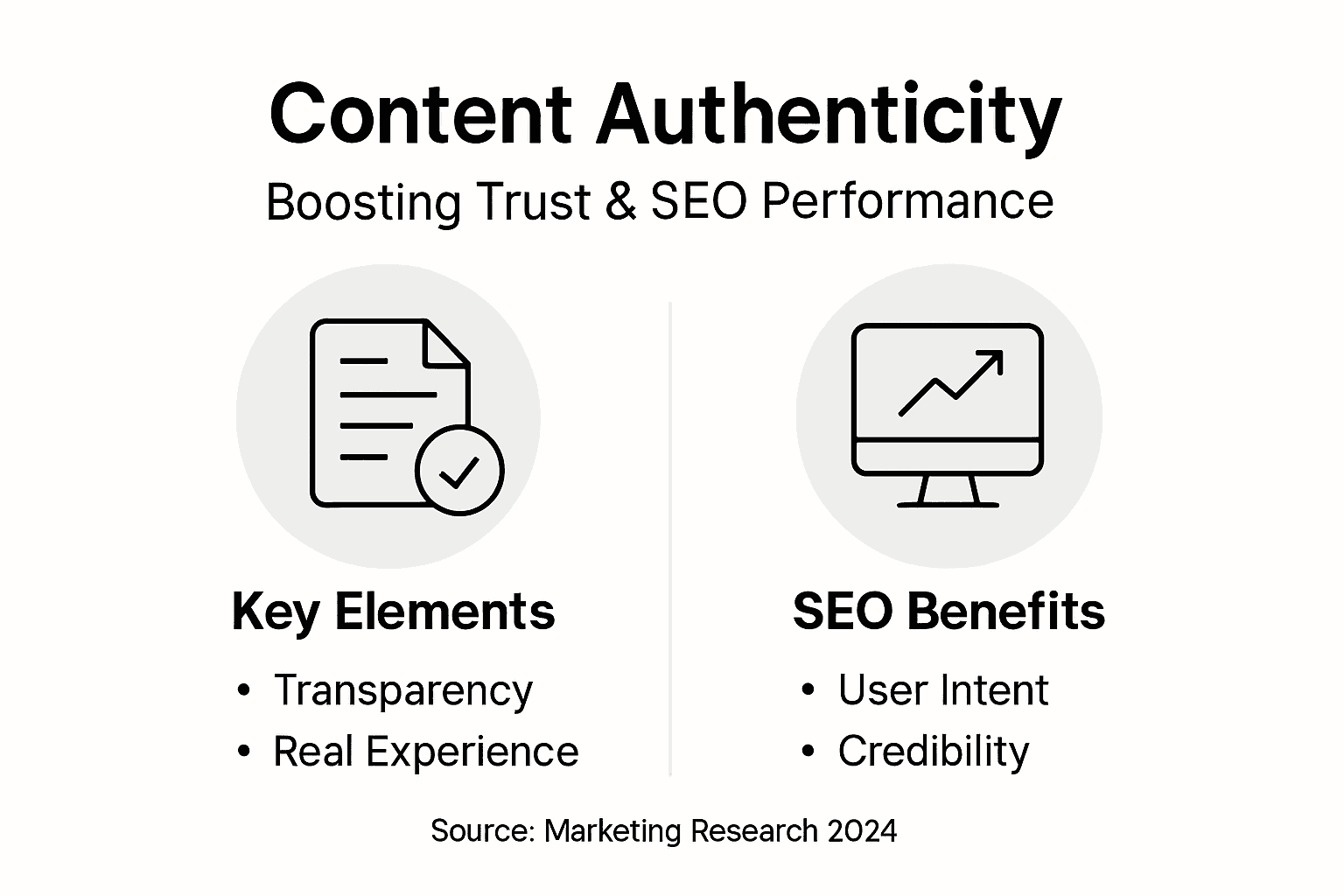 Infographic summarizing content authenticity and SEO
