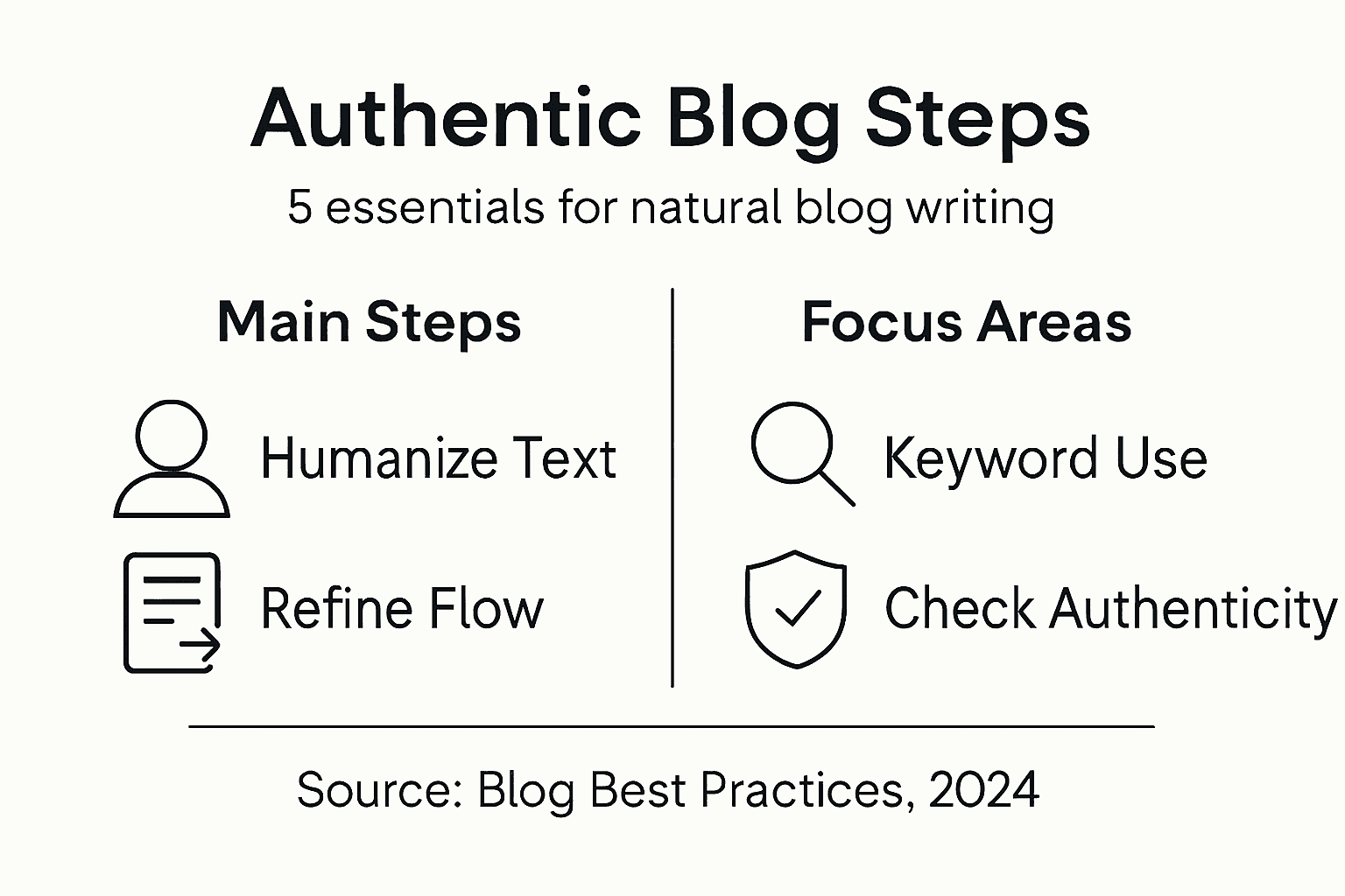 Infographic of five steps for authentic blogging