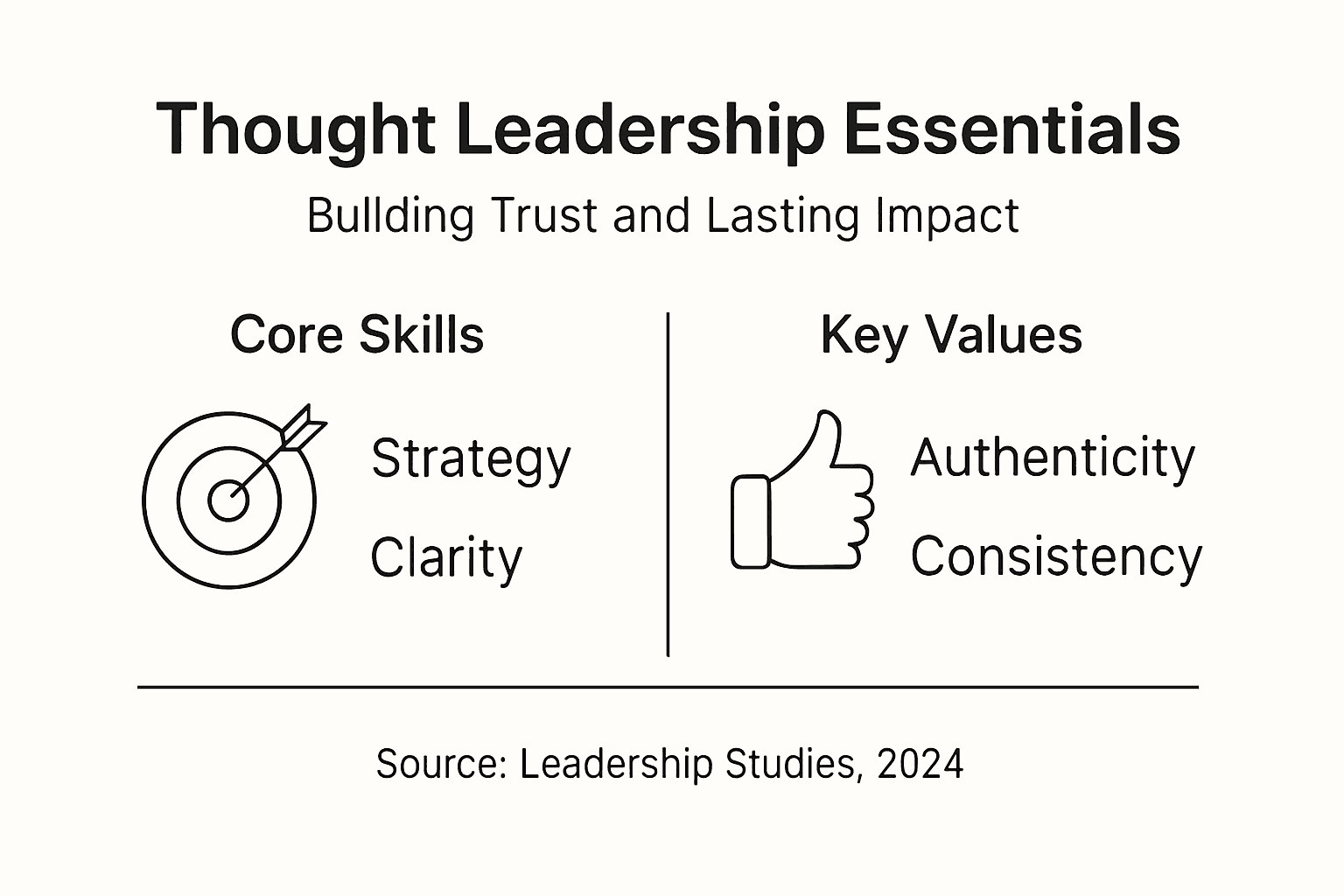 Infographic outlining thought leadership skills and values