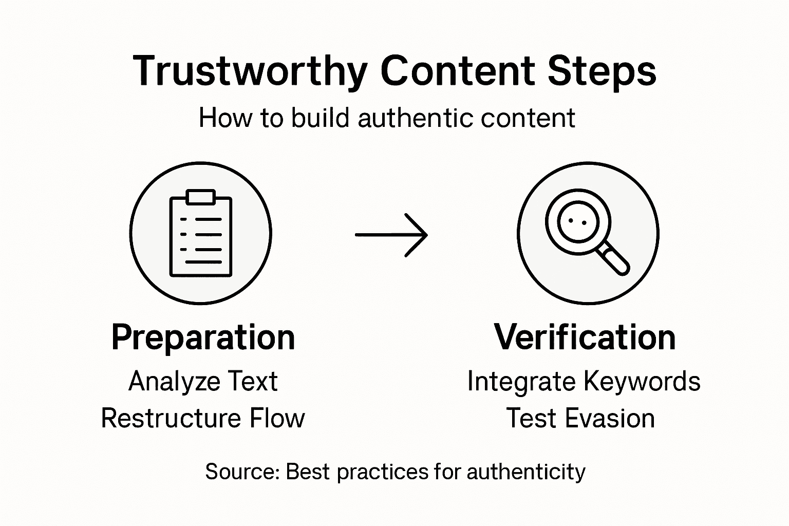 Infographic showing steps for authentic content
