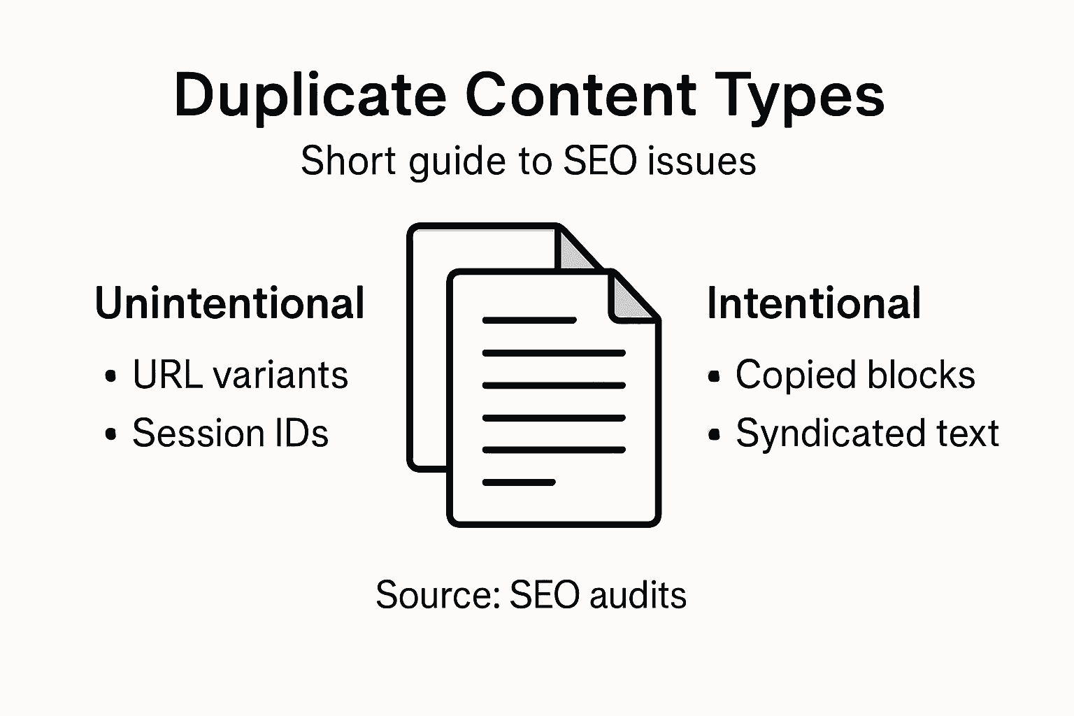 Infographic showing duplicate content types for SEO