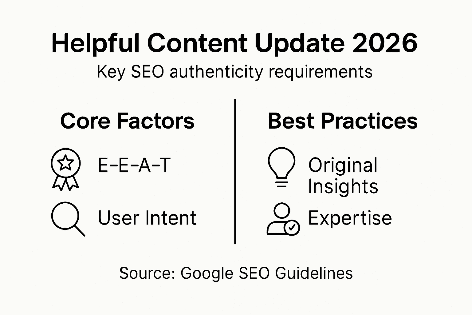 Infographic summarizing content update core factors