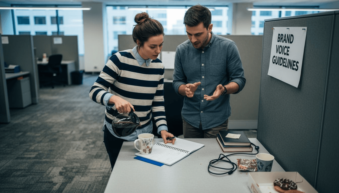 Team discussion on brand authenticity