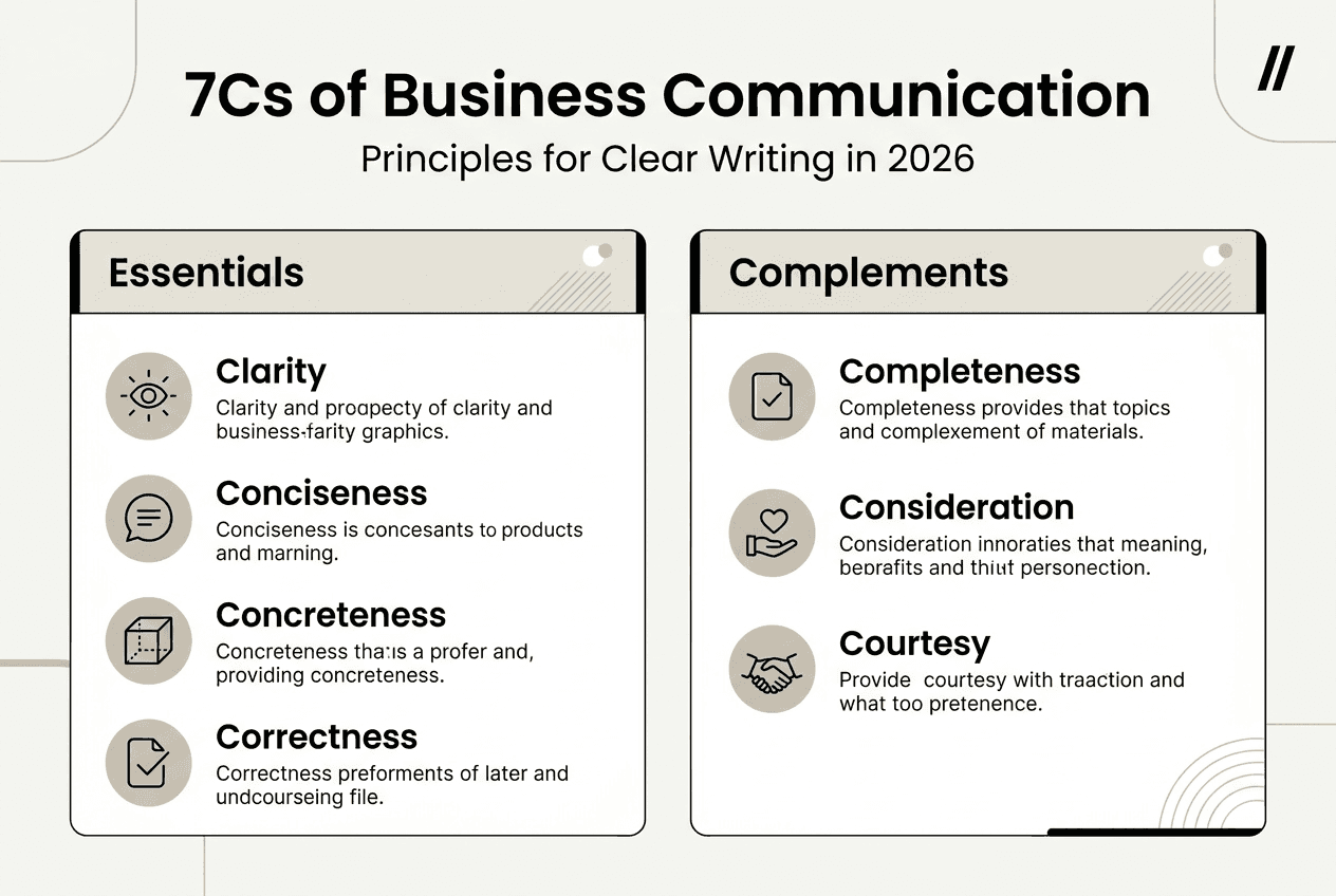 Infographic showing 7Cs of business communication