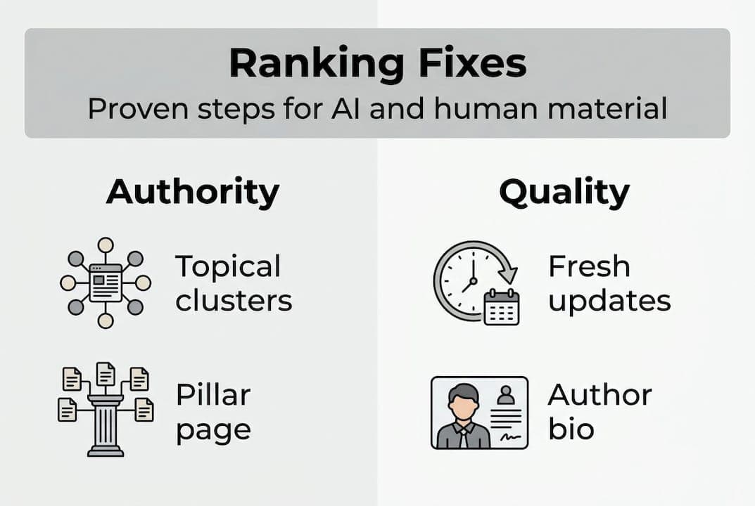 Infographic of ai content ranking strategies