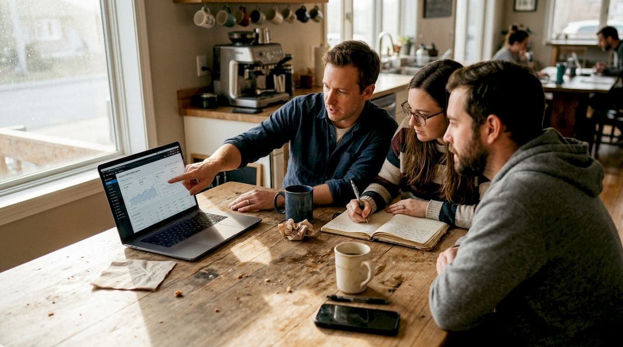 Team reviews content SEO performance together