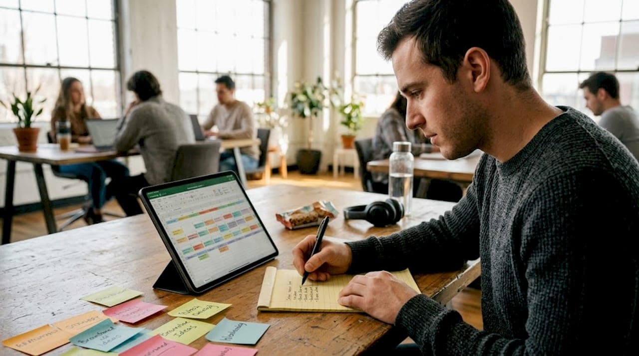 Marketer outlining persuasive messaging at work