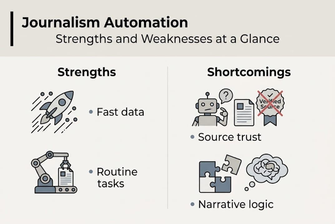 Infographic showing automation strengths and weaknesses