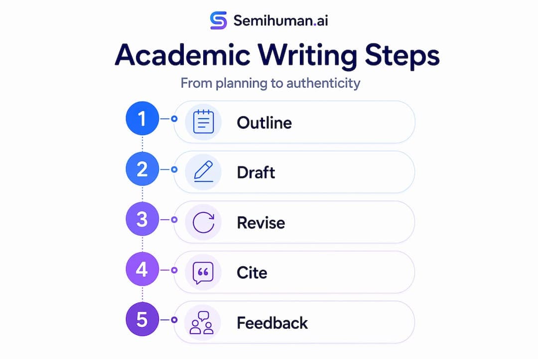 Infographic of academic writing process steps