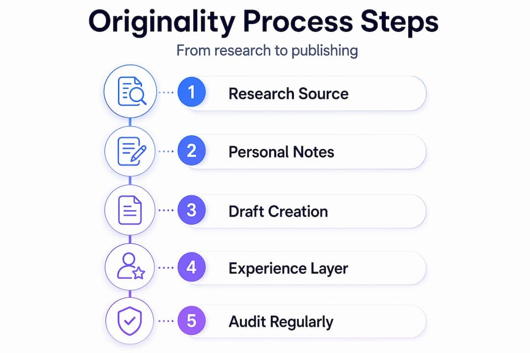 Infographic showing steps to original content
